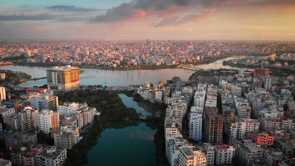 Vista aérea de Daca, capital de Bangladesh