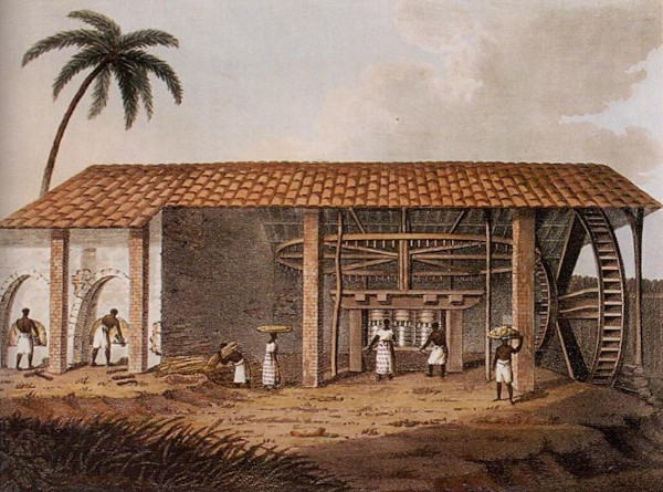 Pintura de Henry Koster mostrando um engenho de produção de açúcar, local de destaque durante o ciclo do açúcar. Pintura de Henry Koster mostrando um engenho de produção de açúcar, local de destaque durante o ciclo do açúcar.